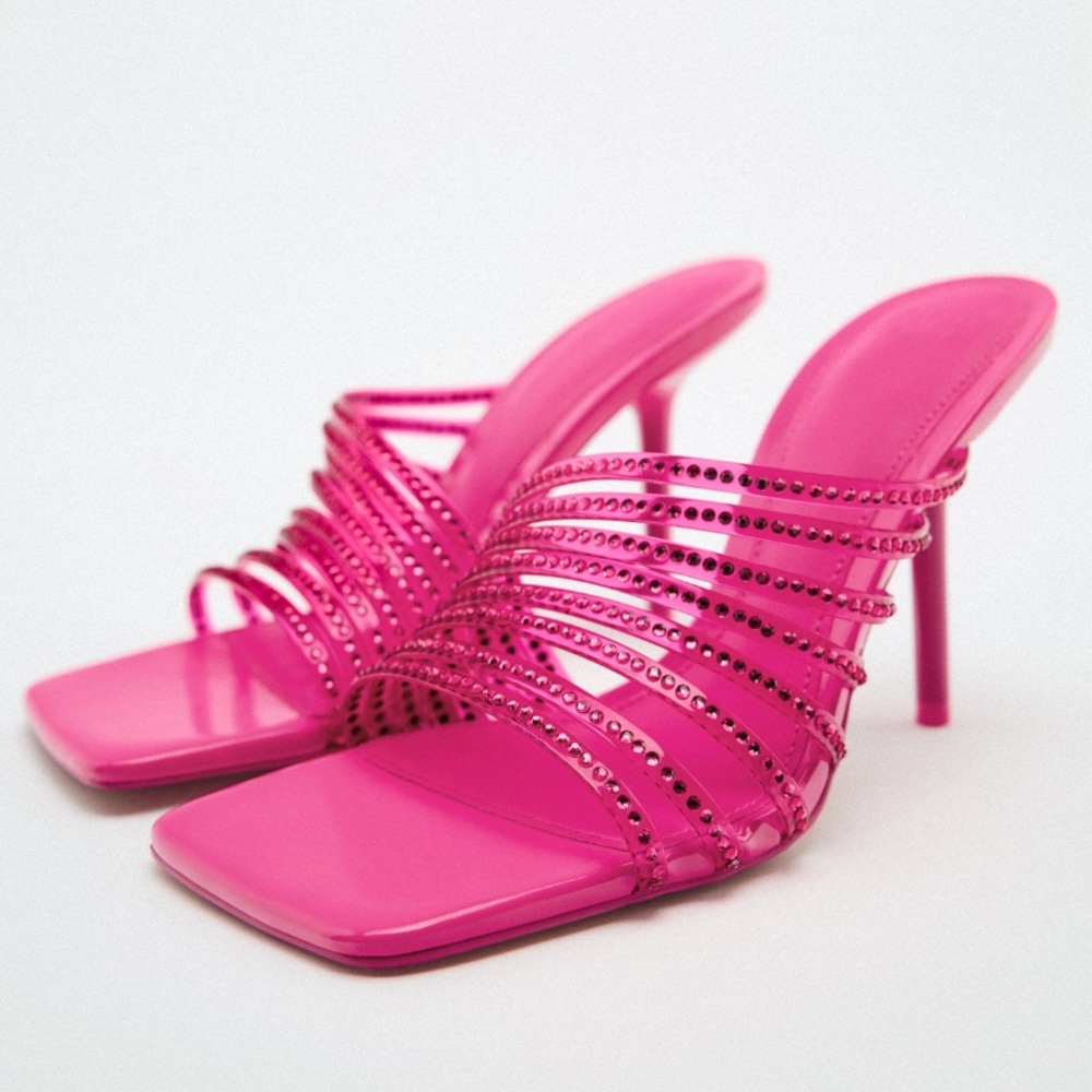 Zara rhinestone vinyl high heels